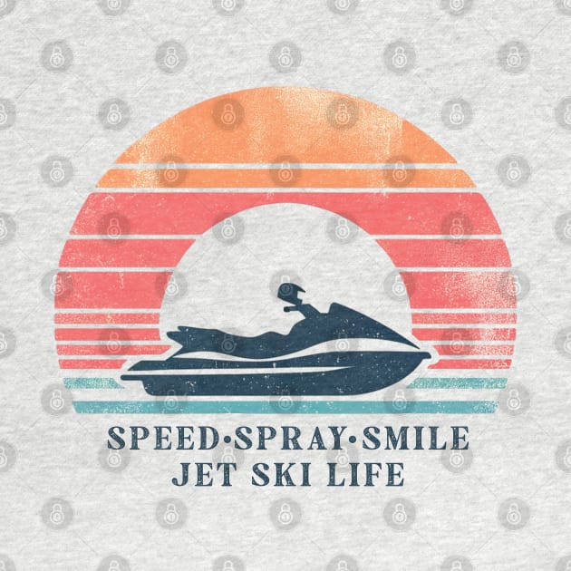 Retro Jet Ski Sunset - Watersports Enthusiast Tee by Kicosh